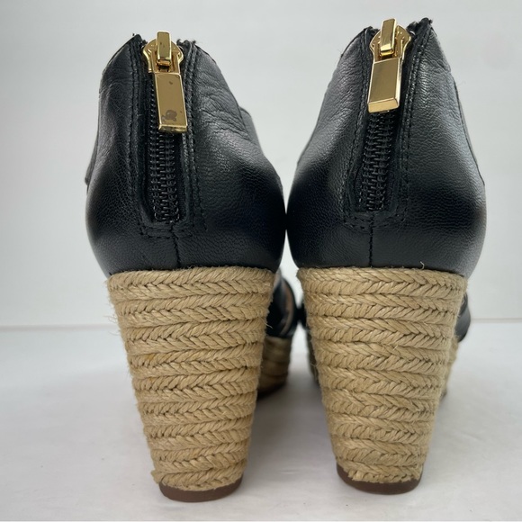 Sofft Black Leather Espadrille Wedge Open Toe Sandals - Picture 10 of 16